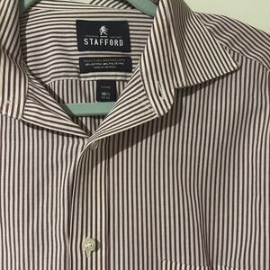 Men’s Stafford Maroon  and White Striped Button down size 16 1/2